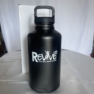 New Revive Life Insulated BPAFree Prem Vacuum Insulation Water Bottle 64oz Black